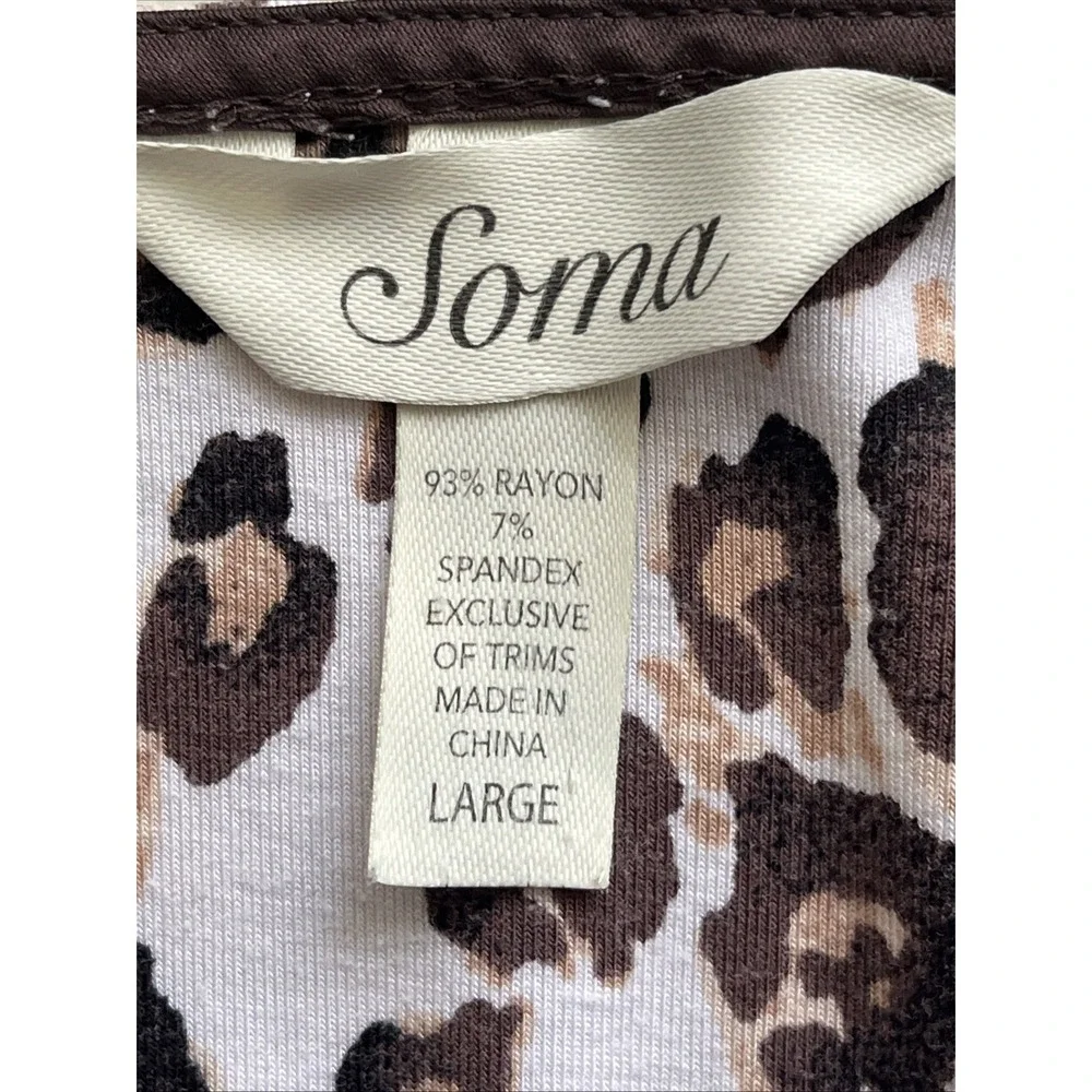 Soma Sleepshirt Animal Print Large Soft Chemise Sleep Dress Loungewear Cozy